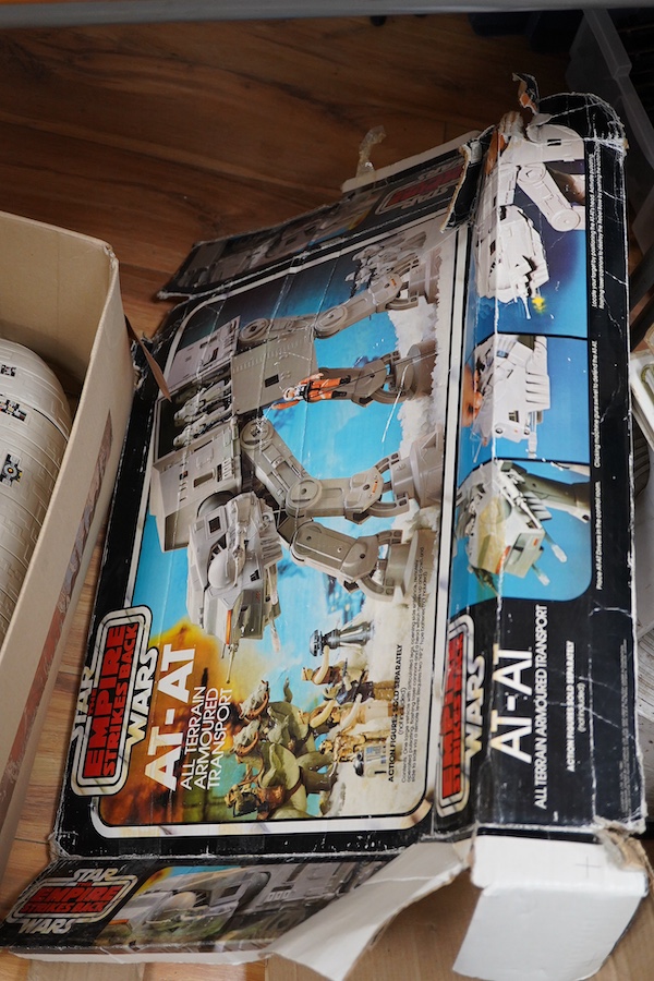 Collection of 1970s/80s Star Wars figures and vehicles including; thirty-one figures, a Speeder Bike, a Tauntaun, a Jabba the Hutt playset, a Millennium falcon, an X-wing, an AT-ST, a Rebel Transport, a Land Speeder, an